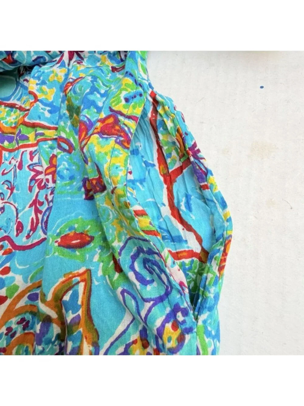 Ralph Lauren Dress Women's Large Beach Swim Cover Colorful Blue Summer Coastal